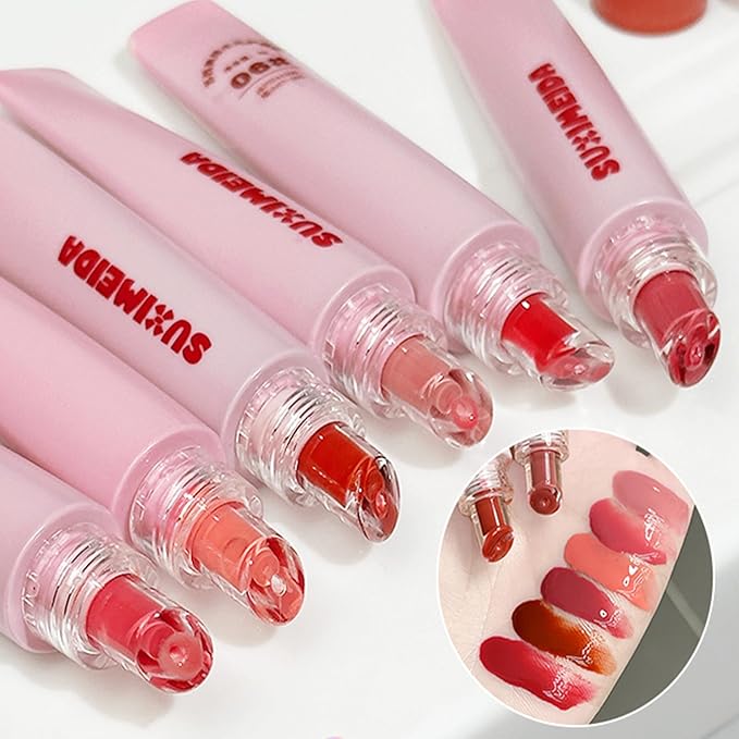 4Pcs Hydrating Lip Gloss Set, Moisturizing and Glossy Jelly Liquid Lipstick Shine Glass Finish Watery Shiny Lightweight Cute Pink Lip Gloss Lip for Women