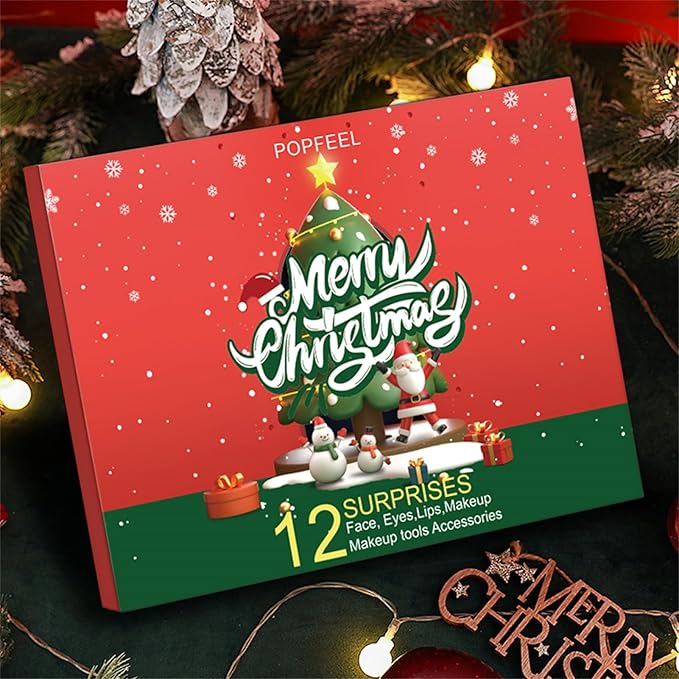 Makeup Advent Calendar 2024, 24 Days Christmas Gifts for Teenage Girls Women, Surprise Gift Christmas Countdown Calendar All in One Makeup Kit Gifts with Eyeshadow Palette Lipstick Foundation Eyebrow