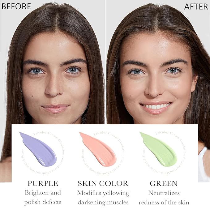3 In 1 Primer for Face Before Makeup, SPF 50 Sunscreen Isolation Cream, One Step Color Corrector Face Primer, Oil Control & Moisturizing Skin Tone Correcting Hydrating Makeup Base (Purple, 01)