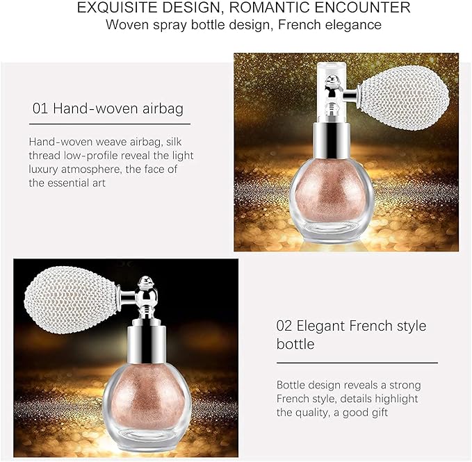 Highlighter Powder Spray,Glitter High Gloss Powder,Shimmer Sparkle Powder Makeup Spray, for Face Body Cosmetic (1#Pearl White)