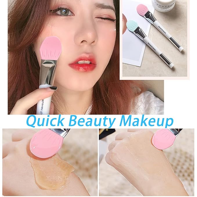Korean Makeup Spatula and Palette Set - Stainless Steel Professional Foundation Spatula, Cosmetic Brush, and Rectangle Palette for Facial Cosmetic Application