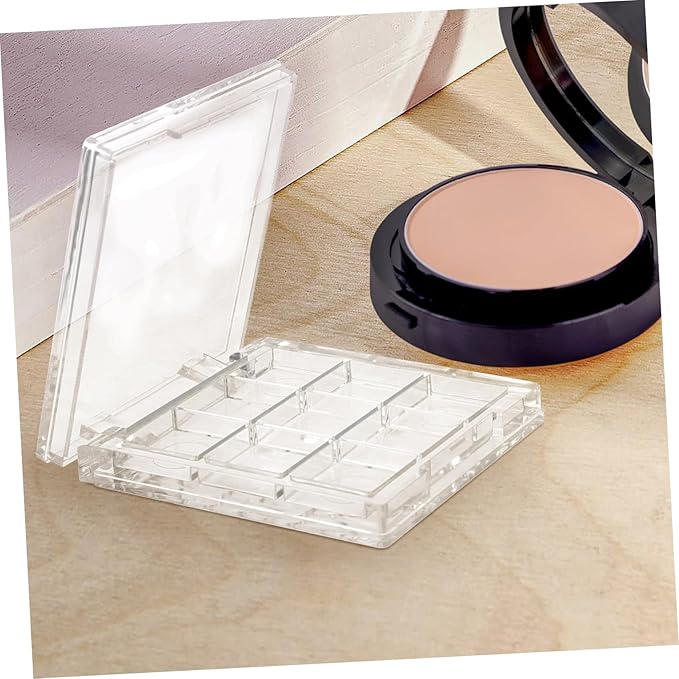 Empty makeup palette depotting case: 2pcs Empty Lipstick Box, 9-Grid Clear Blush Lipstick Case Portable Makeup Organizer Storage Cases Highlighters Sample Eye Shadow Bracket Travel