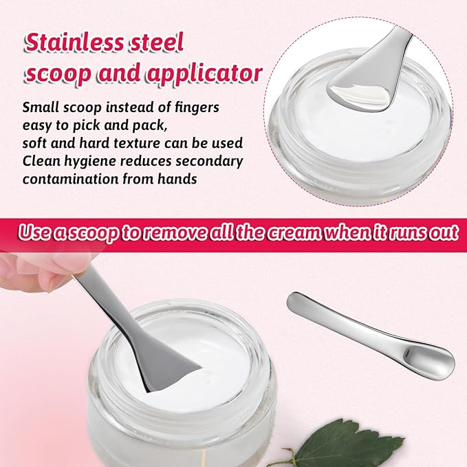 2Pcs Cosmetic Spatula, Mini Metal Cosmetic Spatulas, Makeup Spatulas Skincare Spatula Cream Spatula Beauty Accessories Mixing Sampling Lotions Moisturizers Accessories (Style B)