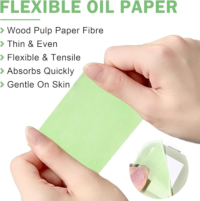 Oil Blotting Sheets for Face Blotting Paper for Oily Skin,Oil Control Film,Face Oil Absorbing Sheets with Makeup Puff and Portable Mirror Case (200 Sheets)