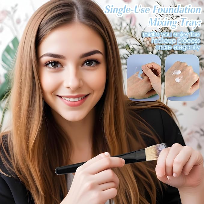 100PCS Makeup Hand Palette Single Use Foundation Mixing Palette Adhesive Tape Disposable Transparent Waterproof Cosmetic Tray Professional Makeup Artist Must Haves Supplies for Women Girls