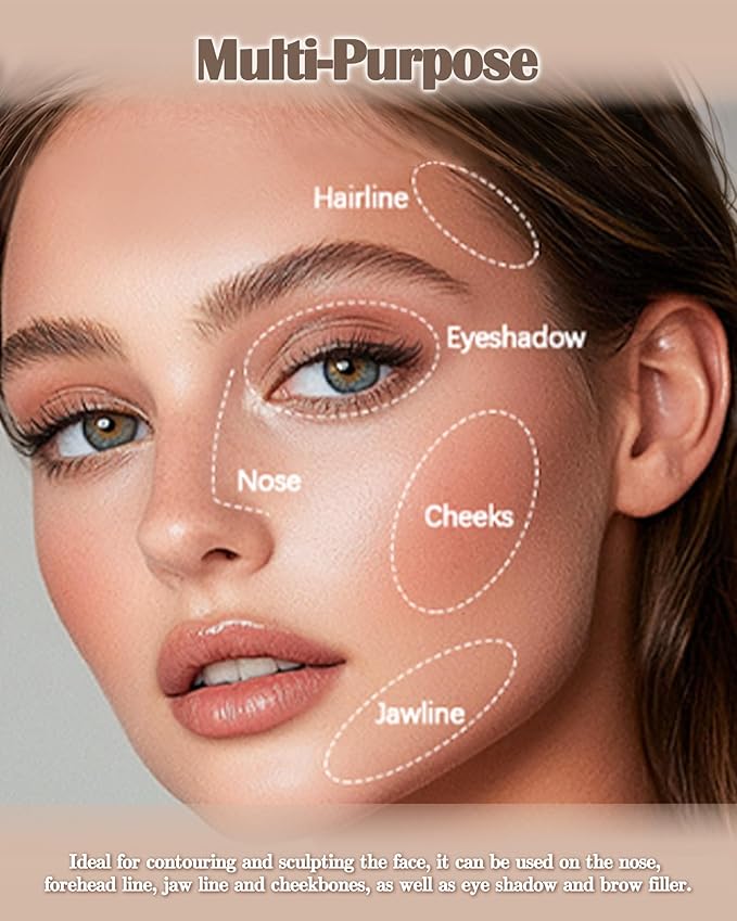 Cool Toned Contour Palette, Matte Face Contour Shading Bronzer Pressed Powder Palette for Natural Sculpting,Smooth & Easy to Blend & Long Lasting Multiuse Contouring Light Skin Tone Makeup with Brush