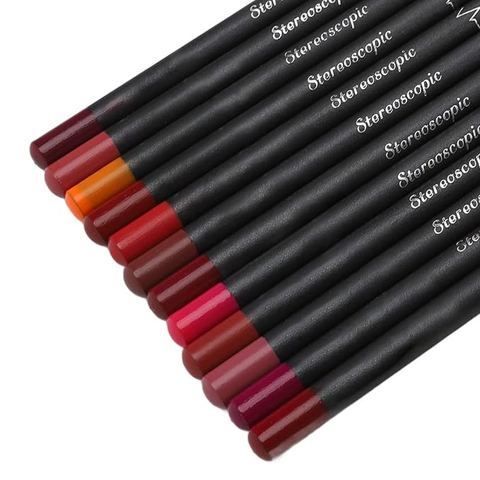 ZJchao 12Pcs Lip Liner, Contour Pencil for Girl Women, Smooth Soft Smudge Matte Long Lasting Lipstick Makeup Tool Set
