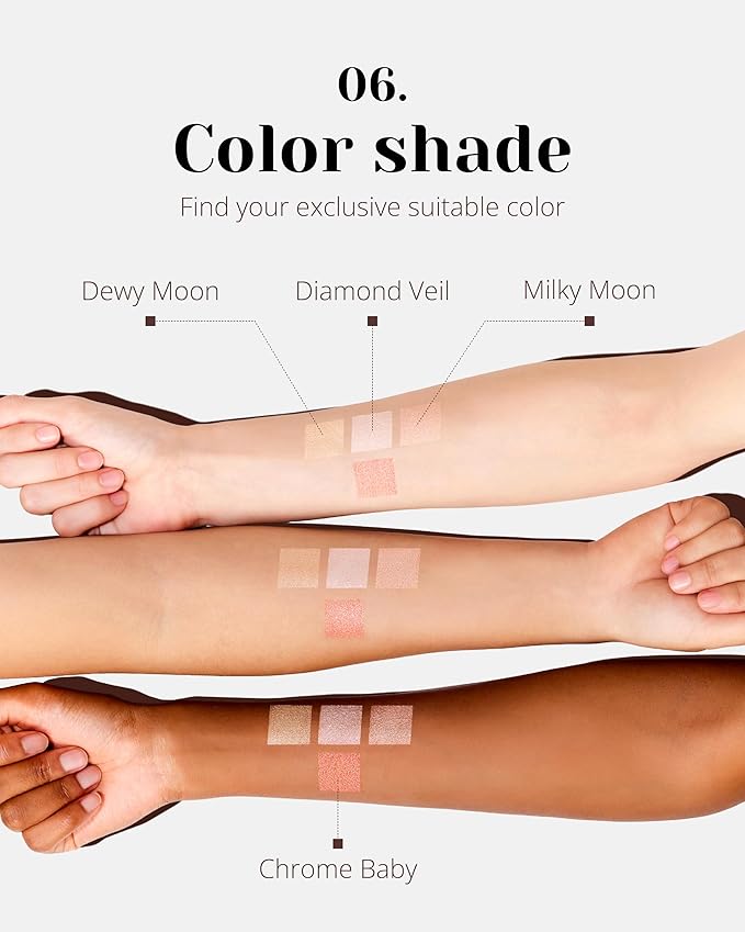 Glint Dewy Highlighter (Chrome Baby, 0.08oz) - Luminous Glow, Infused with Micropearls, Shiny Illuminator. Rich Pigment & Silky Touch, Korean Makeup.