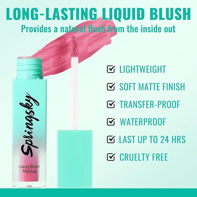 Liquid Blush - Soft Moisturizing Matte, Blendable Face Blush - Long-Wearing, Smudge-Proof Natural - 03 Peachy-Pink