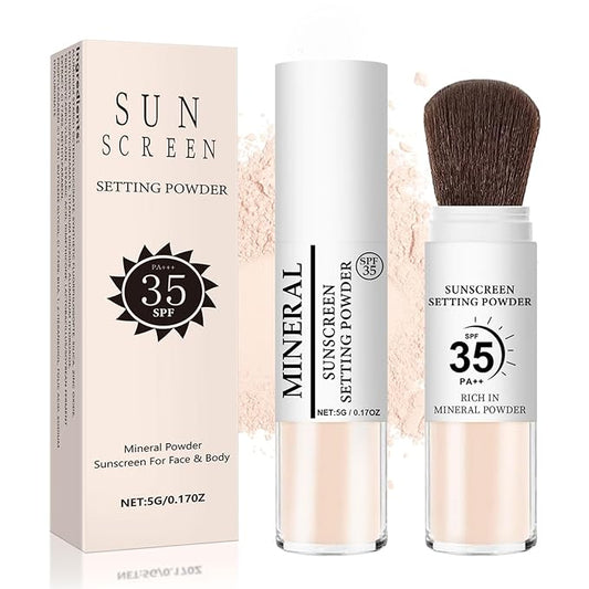 Mineral Sunscreen Setting Powder, SPF 35 Translucent Loose Powder for Face & Scalp, Mineral Brush Powder, Oil Control Natural Matte Finish, Lasting Lightweight Breathable (#01 Translucent)