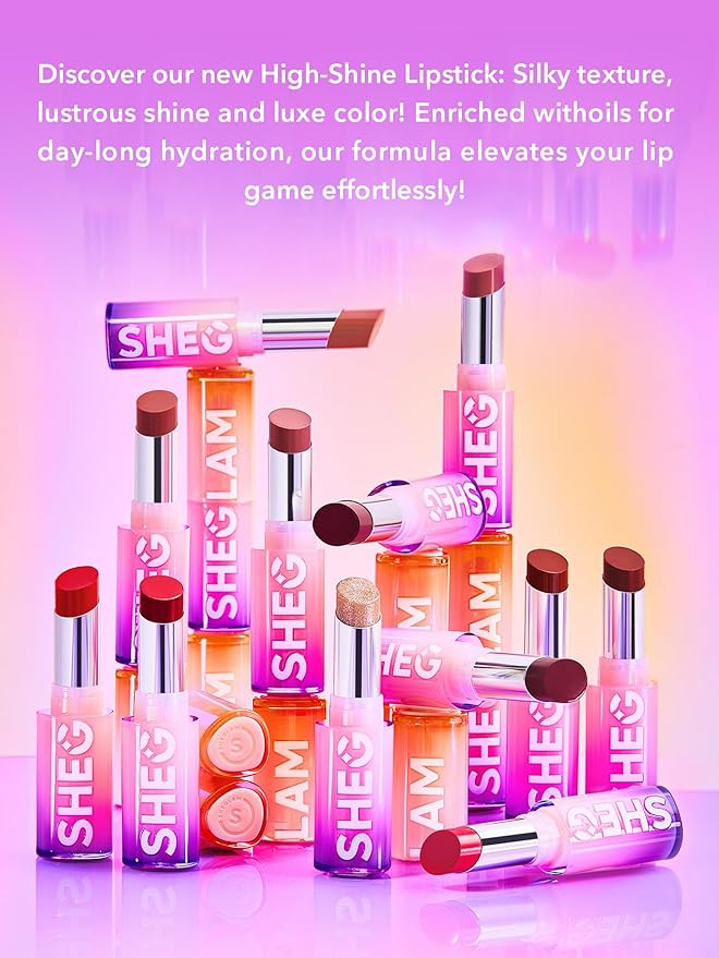 SHEGLAM Mirror Kiss High-Shine Lipstick Silky Jelly Texture Hydrated&Smooth Lip Gloss-Bold Type