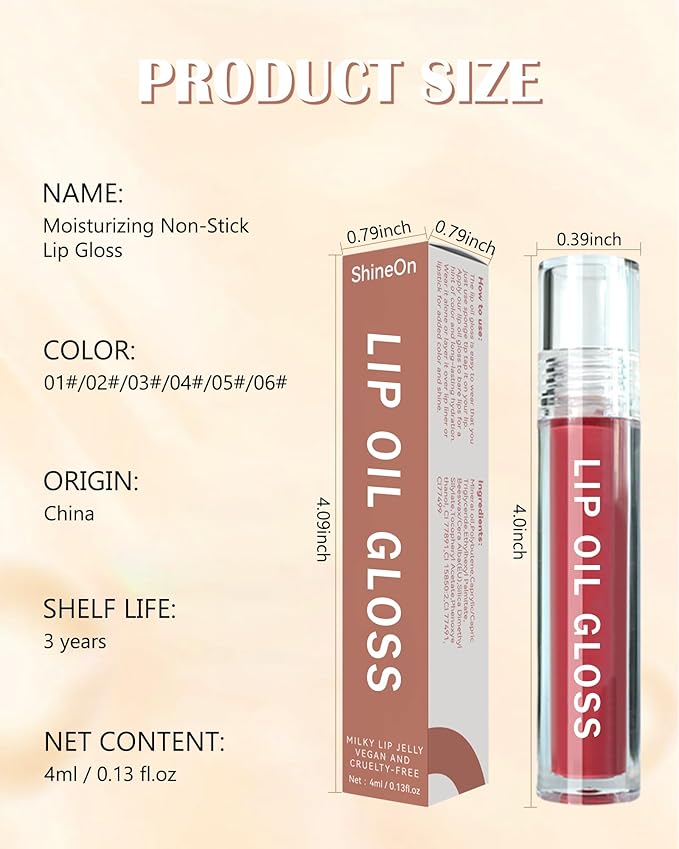 Hydrating Lip Tint Stain-1Pcs Tinted Plumping Lip Glow Oil, Moisturizing Water Lip Stain Makeup, Pigmented Non-Sticky Vegan Lip Gloss, Multi-Use Lip & Cheek Tint, Nude Glossy Finish, Cruelty Free-02#