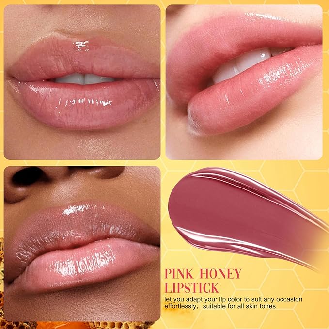 Honey noir - Black Honey Lipstick for Women, Natural Glossy Pink Lips Balm, Nourishing and Hydrating Lip Gloss for All Skin Tones (black+pink, 2)