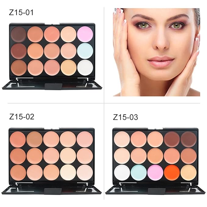 15 Colors Cream Contour Face Concealer Palette, FantasyDay Long Lasting Full Hydrating Coverage Conceals Corrects Foundation Camouflage Makeup Gift Set for Correcting Dark Circles Acne Blemish #1