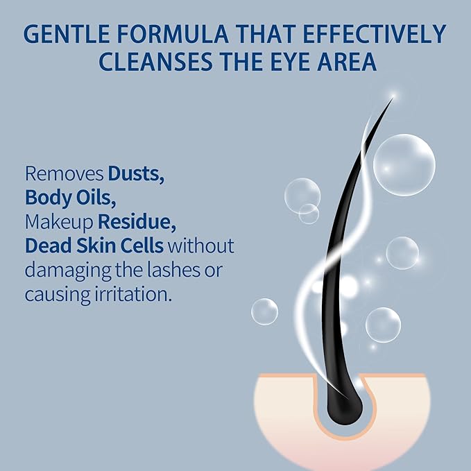 Lash Shampoo Bulk, Eyelash Cleanser for Extensions 2 Liters, Dispenser Pump, Safe Makeup Remover, Non-irritating or Burning Eyelid Foaming Cleanser for Professional Salon and Home Use (Ocean-2L)