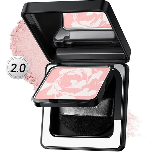 Black Magnet Soft Focus Powder, Waterproof Translucent Pressed Setting Powder, 24H Longlasting Talc-Free Face Powder, Oil Control Compact Makeup,01 Pink For Dry&Com Skin, 0.28Oz