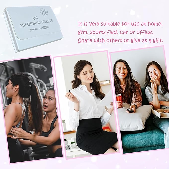 Natural Facial Oil Blotting Paper, 600 Counts Oil Absorbing Sheets for Face, Bamboo Charcoal Oil Absorbing Sheets for Oily Skin, Oil Control Film, Portable Oil Pad, Makeup Friendly