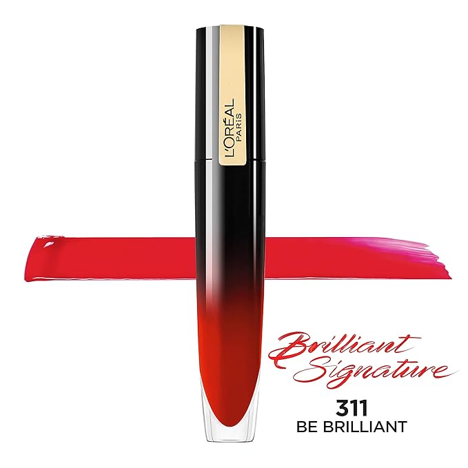 L’Oréal Paris Makeup Brilliant Signature Shiny Lip Stain, High Impact Glossy/Shiny Finish with a Lightweight Feel, Be Brilliant, 0.21 fl. oz. (Pack of 2)