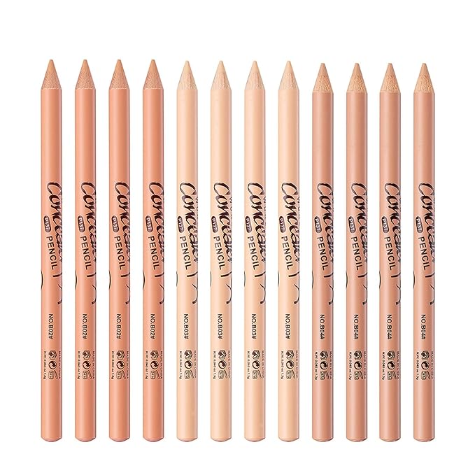 12 Pcs Wonder Concealer Pencil,3 Colors Face Concealer Pencil,Evens Out Skin Tone,Can Perfection Conceal Blemish,Dark Circle,Aging Spot,Acne,etc
