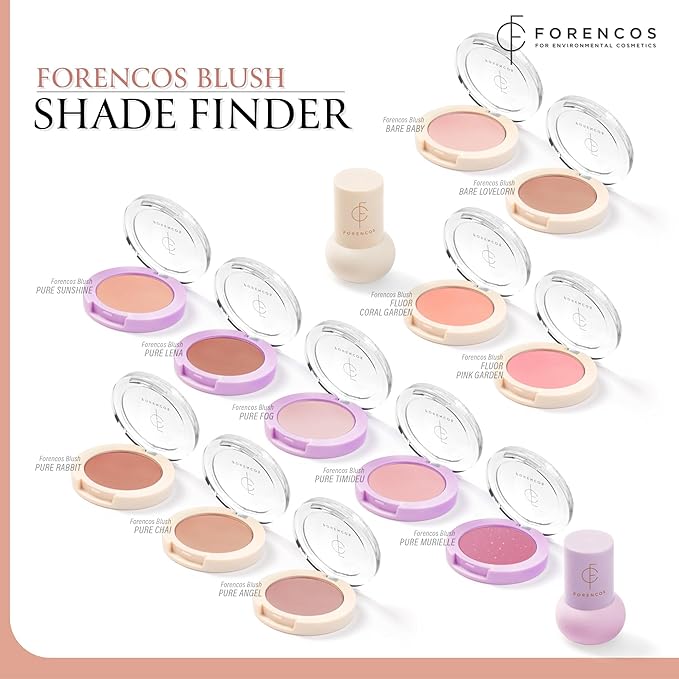 FORENCOS Matte Blush Set (Puff Included), Long Lasting Korean Blush Power, Zero Sebum Shine, Flawless Finish, Easy Blending, Lightweight & No Cakey Residue (PURE CHAI)