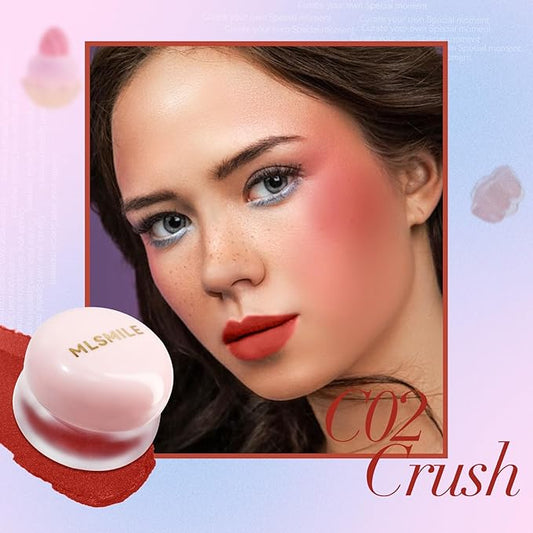 Lip and Cheek Blurring Pudding Pot, Blurry Pudding Pot, Buildable and Lightweight, Multi-Purpose Blurring and Mousselike Pudding Pots for Lips and Cheek(Crush)