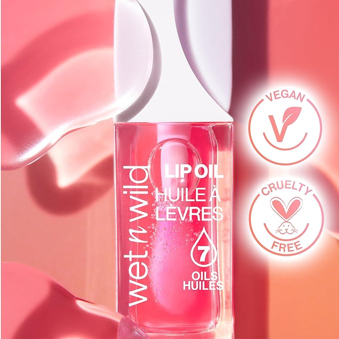 wet n wild Lip Oil - Lightweight, Non-Sticky, Hydrating & Nourishing Formula with 7 Conditioning Oils, Vegan & Cruelty-Free - Rose Quartz
