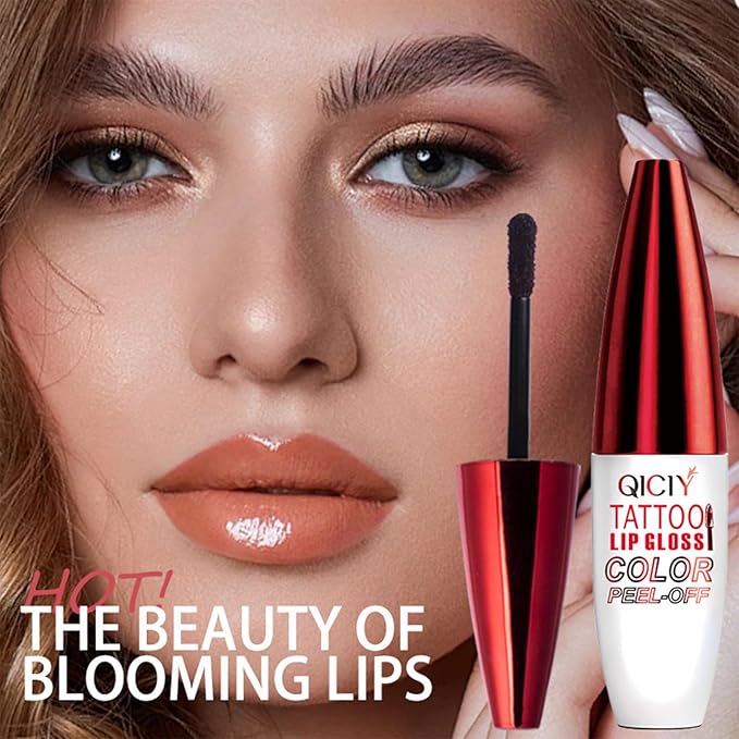 Charm Kiss Peel Off Lip Stain Lip Tint,Waterproof Long-Lasting Tear-off Lip Gloss,Peel Reveal Lip Stain,Peel Off Tattoo Lipsticks,Nonstick Cup Lip Gloss, Tattoo Magic Color Lip Set(3#)