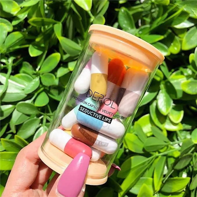 16 Color Mini Capsule Lipstick Set Mini Matte Lipstick Velvet Lipstick Set Nonstick Cup Easy To Color Long-lasting Waterproof Swab Lipstick Makeup Gift Set