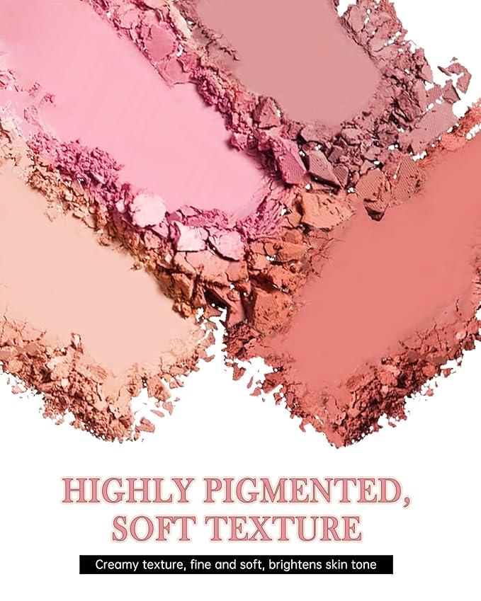 Matte Blush Powder for Cheeks,Contour Blusher Palette with Brush,High Pigment Lightweight Buildable Color, Waterproof Long-lasting Facial Makeup,Mother's Day Gifts for Women Girl-08# Ambience Red