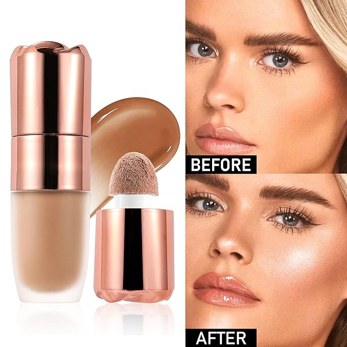 Liquid Glitter Highlighter, Cream Contour Stick Makeup Highlighter Rose Contouring Stick for Face & Body, Glow Long-Lasting Waterproof Multi-Use Highlight & Contour Beauty Wand for Women(#07)