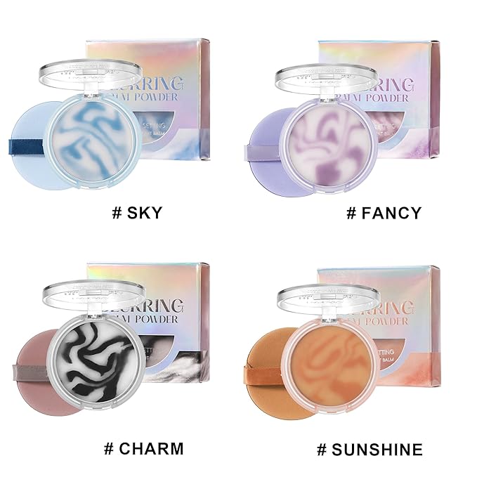 Blurring Balm Powder, Setting Translucent Foundation Primers, Oil Control Concealer Pressed Cream Waterproof Sweatproof Making Long Lasting Makeup Primer (#03 Sunshine, 0.16 oz)