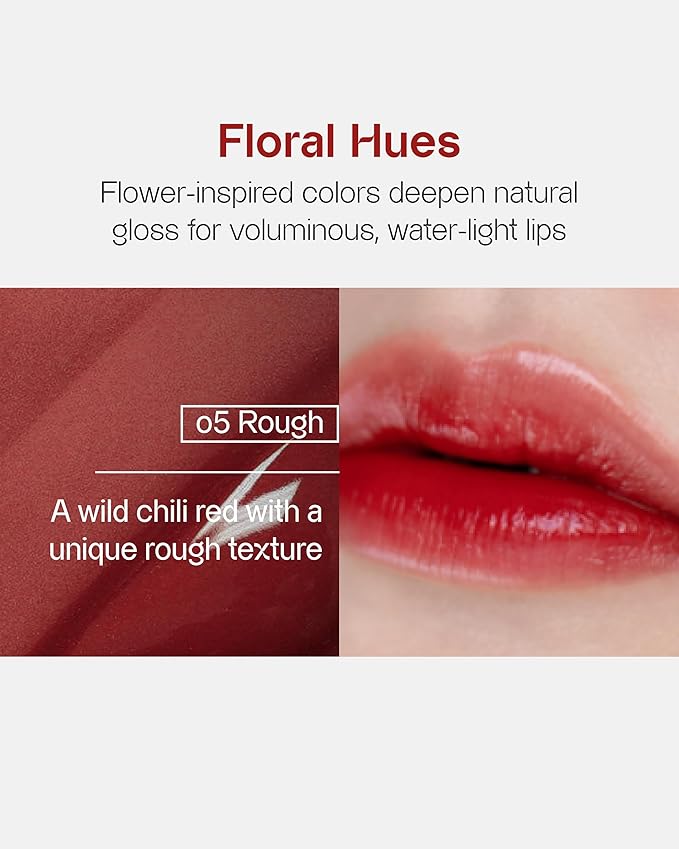 Vegan Serum Lip Tint (05 Rough, 0.21oz) - Long-Lasting Moisturizing Formula, Lightweight Lip Stain. Korean Makeup Skin Care. Luminous, Hydrated Lips.