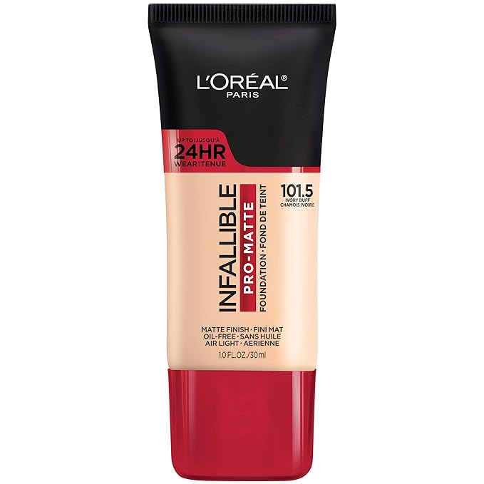 L'Oreal Paris Infallible Pro-Matte Liquid Foundation Bundle - Classic Ivory & Ivory Buff, 1 fl oz Each