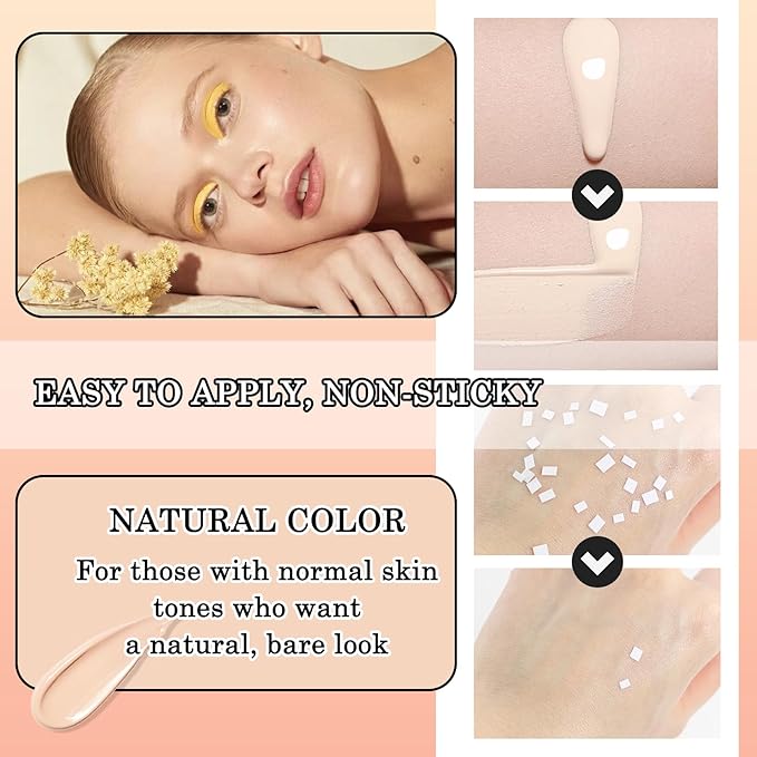 2PCS Full Coverage Concealer Foundation Set,Moisturizing BB Cream,Long Lasting Hydrating Lightweight CC Cream with Makeup Brush,Oil Control Face Moisturizer SPF 50 PA++++ Sunscreen(D)