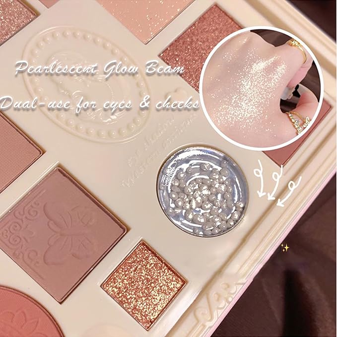 12 Color Embossed Eyeshadow Palette - Warm Pink Tones with Shimmer & Matte Finishes, Highly Pigmented, Long-Lasting, All-in-One Makeup Palette for Day & Night Looks