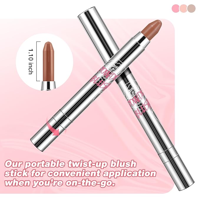 Boobeen Cream Blush Stick, Multi-Use Face Blush for Cheek Makeup and Eyeshadow, Cream-to-Powder Formula for Matte Natural Flush Color, Lightweight & Blendable