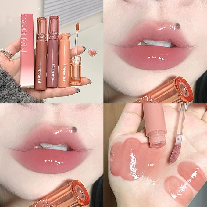 6 Colors Hydrating Plumping Lip Gloss Set,Glossy,Natural Color, Long-lasting Waterproof Moisturizing Shimmer Jelly Lip Glaze Tinted Lip Balm,Mirror Liquid Water Glow Lipstick