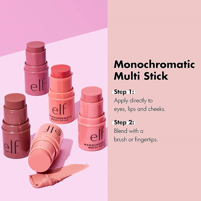 e.l.f. Monochromatic Multi Stick, Luxuriously Creamy & Blendable Color, For Eyes, Lips & Cheeks, Bronzed Cherry, 0.17 Oz (Pack of 2)