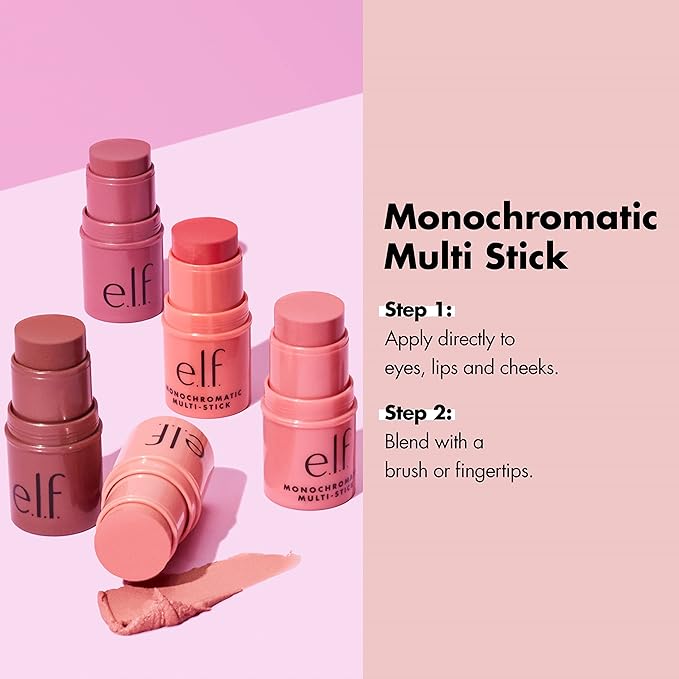 e.l.f. Monochromatic Multi Stick, Luxuriously Creamy & Blendable Color, For Eyes, Lips & Cheeks, Glowing Mango, 0.17 Oz
