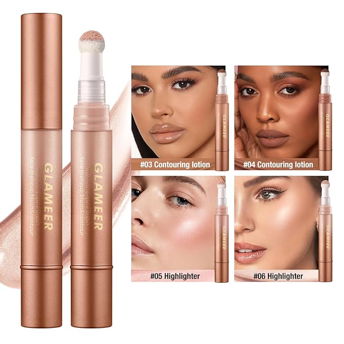Blush Stick,Liquid Blush Stick,Silky Smooth Creamy Formula,Lightweight Blendable Blush Rouge Stick,Naturally Sculpted Look Professional Beauty Makeup Blush (03/04/05/06)