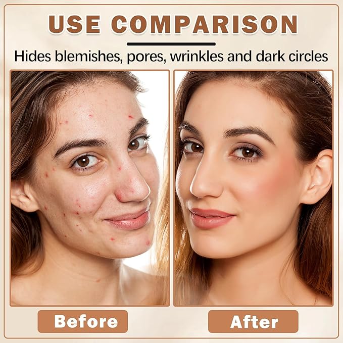 Airbrush Foundation Spray with Brush - Full Coverage Magic Minerals Airbrush Foundation for Smooth Radiant Finish, Concealer Hydrating Makeup for a Flawless, Natural Finish, Breathable (Beige)