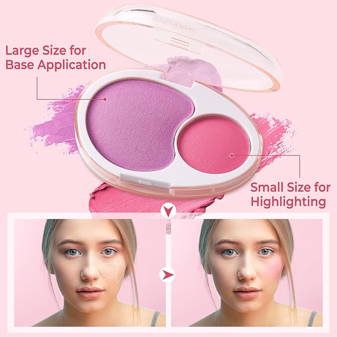 UCANBE Cream Dual Blush for Cheeks: Purple Lightweight Highly Pigmented Blush - Smooth Natural Long-lasting All-Day Face Makeup Blush(03#Lavender)