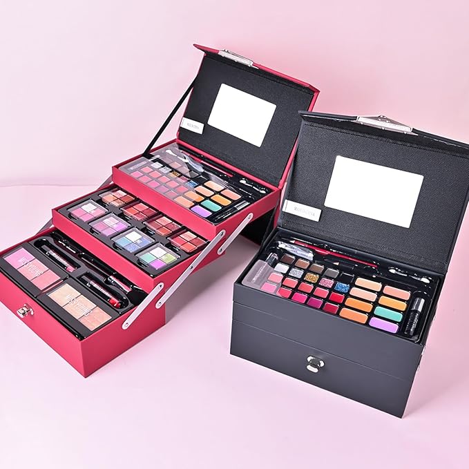 Makeup Kit, Professional Makeup Palette Travel Makeup Case with Eyeshadow Lipstick Concealer Lip Gloss Eyeliner Mascara Contour Bronzer Powder, Makeup Sets for Women Girl