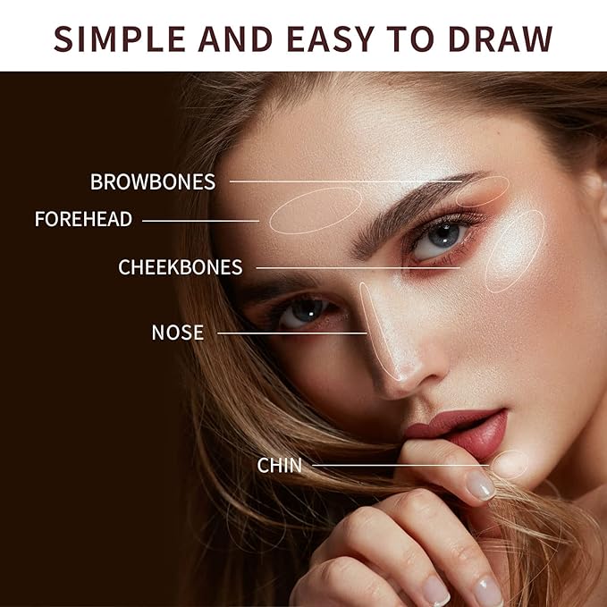 Highlighter Stick, Double Ended Highlighter Makeup Stick with Sponge Brush, Shimmer Waterproof Long Lasting Smooth Silver Glitter Brighten Face Makeup Pencil, 1 Count