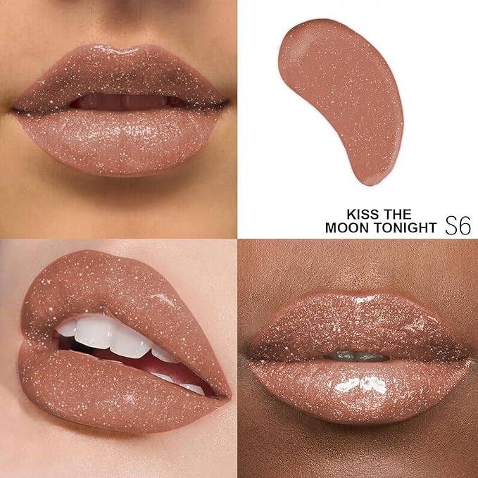 Shimmer Lip Gloss - Non-Sticky Girls Gloss - Long Lasting High Shine - 0.7 FL Oz Gloss for Girls & Women - Cruelty Free - (Kiss the Moon Tonight: S6)