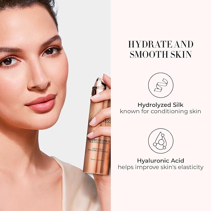 LUMINESS Silk Airbrush Spray Foundation - Full Coverage Foundation - Formula Hydrates & Moisturizes with Hyaluronic Acid, Aloe Vera & Hydrolyzed Silk (Shade - Rich Dark)