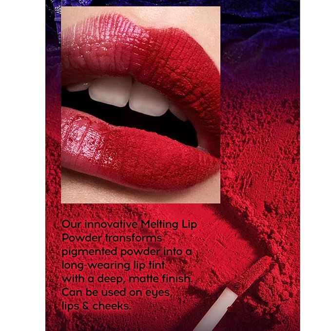 3 Colors Melting Lip Powder Lipstick Velvet Liquid Glitter Lip Gloss Halloween Makeup Kit for Women Long Lasting Highly Pigmented Multi-Purpose Lips Eyes & Cheeks Tint Goth Cosplay (A#,S)