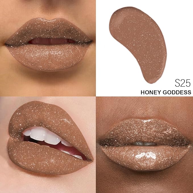 Shimmer Lip Gloss - Non-Sticky Girls Gloss - Long Lasting High Shine - 0.7 FL Oz Gloss for Girls & Women - Cruelty Free - (Honey Goddess: S25)