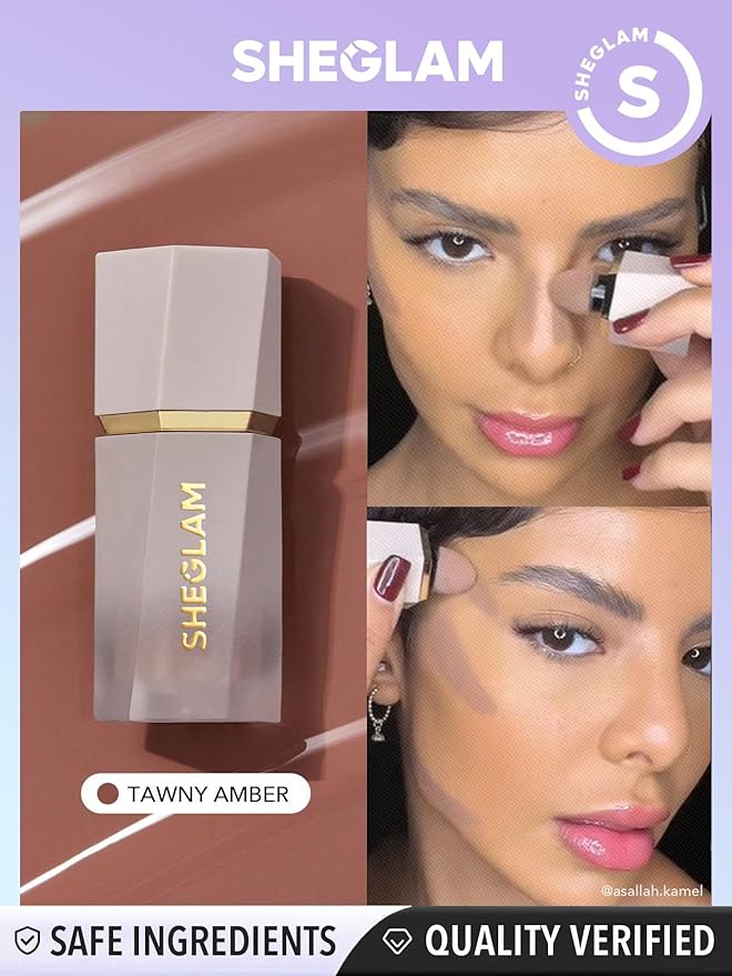 SHEGLAM Sun Sculpt Cool Toned Liquid Contour Stick Long Lasting Cream Bronzer Makeup - Tawny Amber