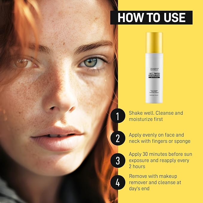 Tinted Moisturizer with SPF 50:Enaskin Naturals Face Tinted Sunscreen with Light Sheer Coverage, UVA/UVB Protection with Broad Spectrum PA+++ - 1.7 oz